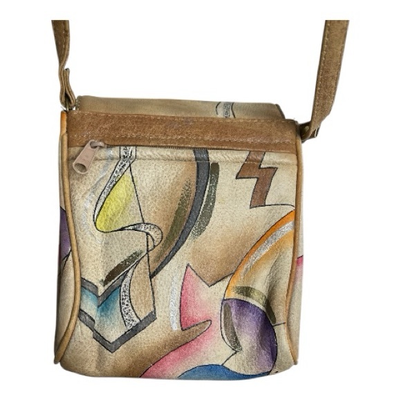 SamSam Genuine Leather Colorful Abstract Hand Painted Design Women's Bag - Picture 2 of 7